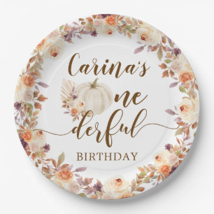 Fall Rustic Boho Pumpkin Onederful Paper Plate