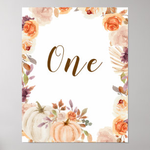 Fall Rustic Boho Pumpkin Onederful Table Number Poster