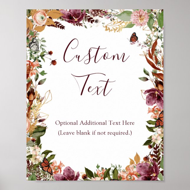 Fall Rustic Botanical Bridal Shower Sign (Front)