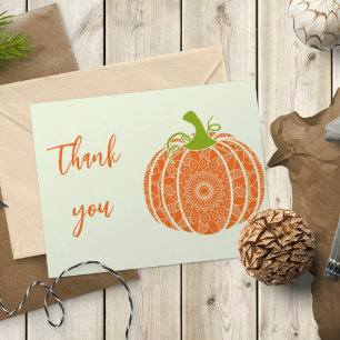 Fall Rustic Country Orange Pumpkin Thanksgiving Thank You Card