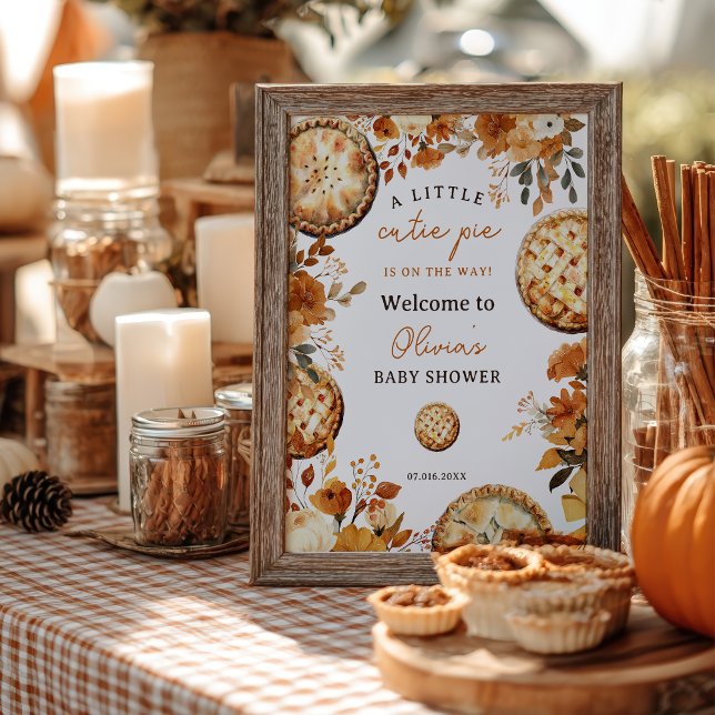 Fall Rustic Cutie Pie baby shower welcome Poster (Fall Rustic Cutie Pie baby shower welcome Poster)