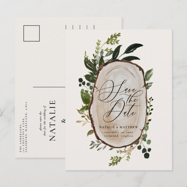 Fall rustic elegant farmhouse wedding announcement postcard (Front/Back)