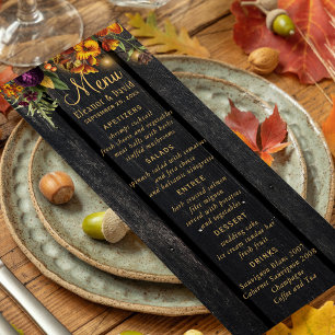 Fall rustic floral chic elegant wood wedding  menu