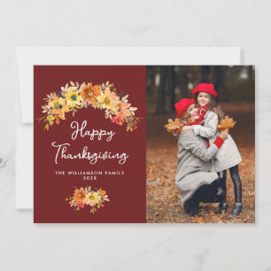 Fall rustic floral Happy Thanksgiving card