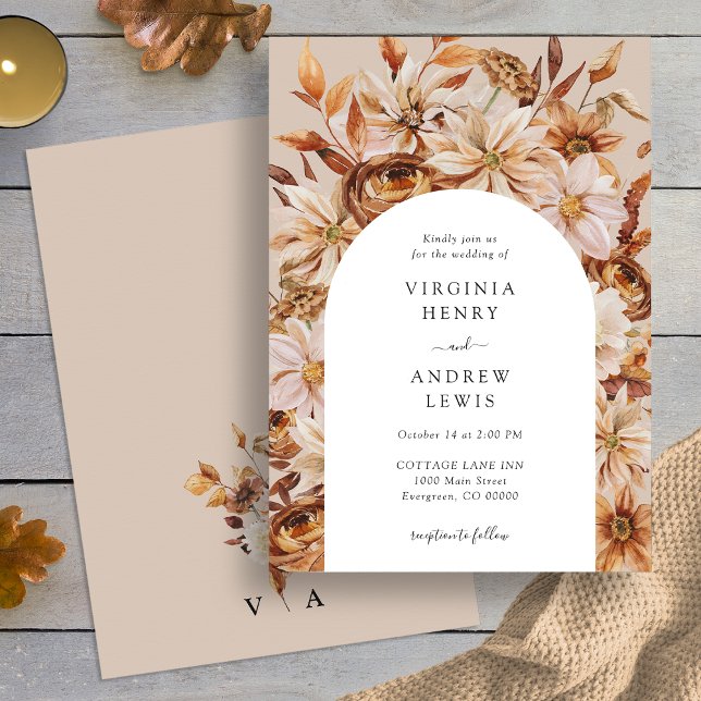 Fall Rustic Floral Wedding Invitation (Watercolor Fall Rustic Floral Wedding Invitation by Painted Paperie
)