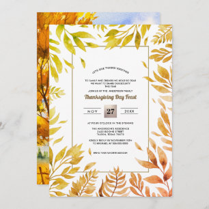 Fall Rustic Landscape   Fall Foliage Thanksgiving Invitation
