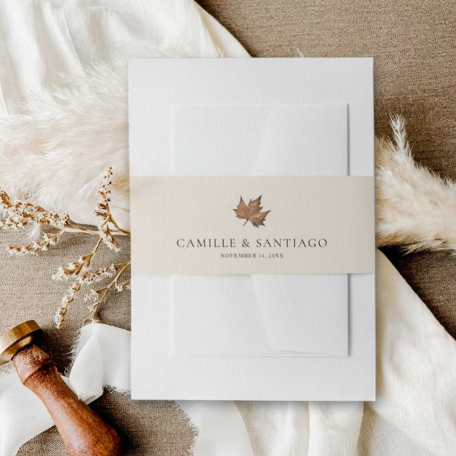 Fall Rustic Minimalist Wedding Invitation Belly Band (Fall Minimalist Wedding Invitation Belly Band)