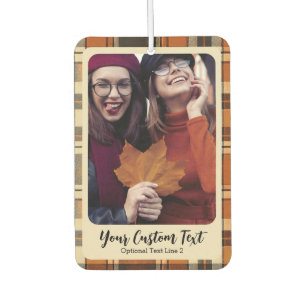 Fall Rustic Plaid Autumn Custom 2 Photo Car Air Freshener