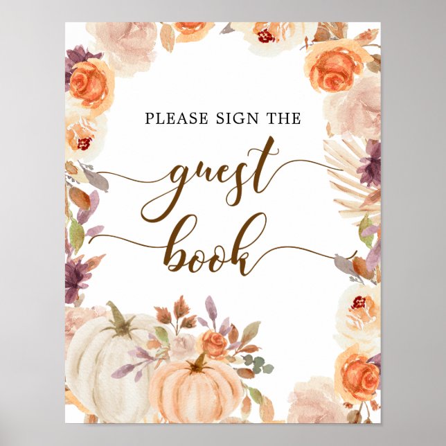 Fall Rustic Pumpkin Onederful Birthday Guest Book (Front)