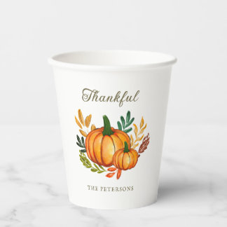 Fall Rustic Pumpkin Thanksgiving Dinner Paper Cups