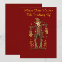 Fall Rustic Scarecrow Wedding Invitation