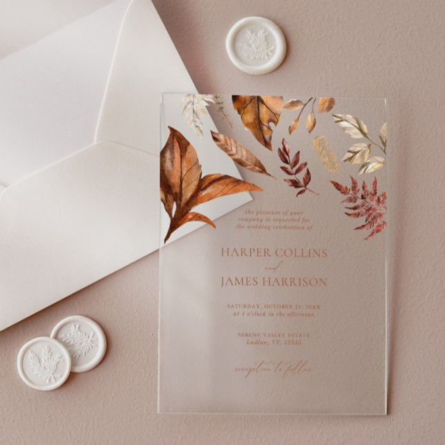 Fall Rustic Terracotta Floral Wedding Acrylic Invitations (Fall Rustic Terracotta Floral Wedding Acrylic Invitations)