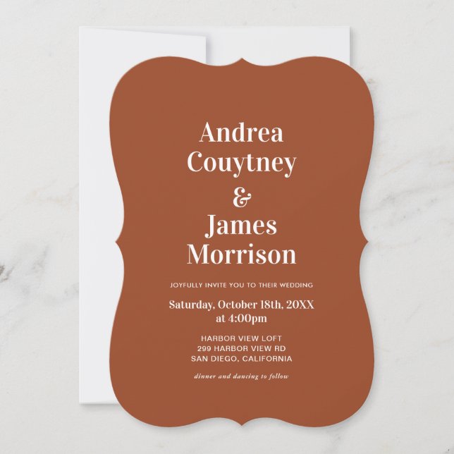 Fall Rustic Terracotta Wedding  Invitation (Front)