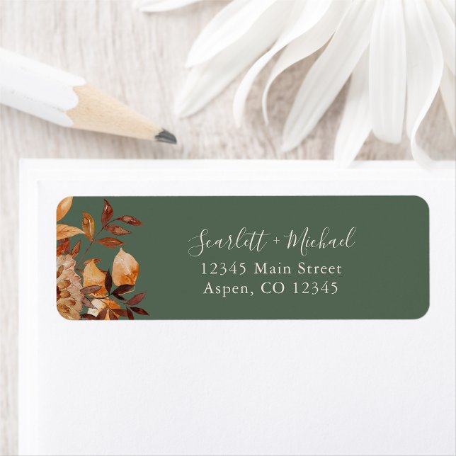Fall Rustic Wedding Return Address (Fall Rustic Boho Wedding Return Address Label by Painted Paperie
)