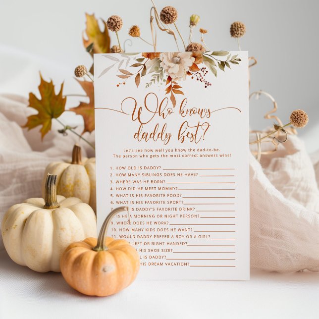 Fall rustic Who knows daddy best baby shower game (Creator Uploaded)