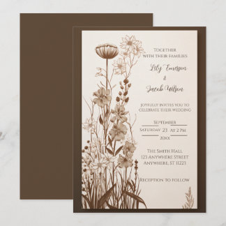 Fall Rustic Wildflower Wedding Invitation