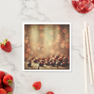 Fall Rustic Wood & Acorns Bokeh Effect Decoupage Napkin