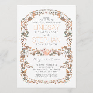 Fall Rustic Woodland Vintage Engagement Party Invitation