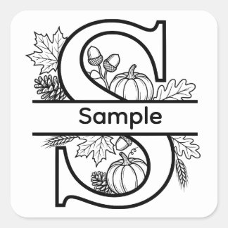 Fall S Monogram Square Sticker