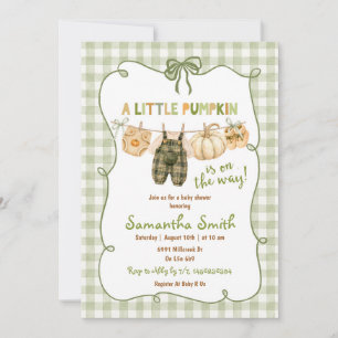 Fall Sage Green Pumpkin baby shower invitation