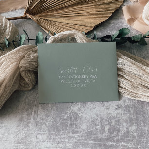 Fall Sage Green Self-Addressed RSVP Envelope