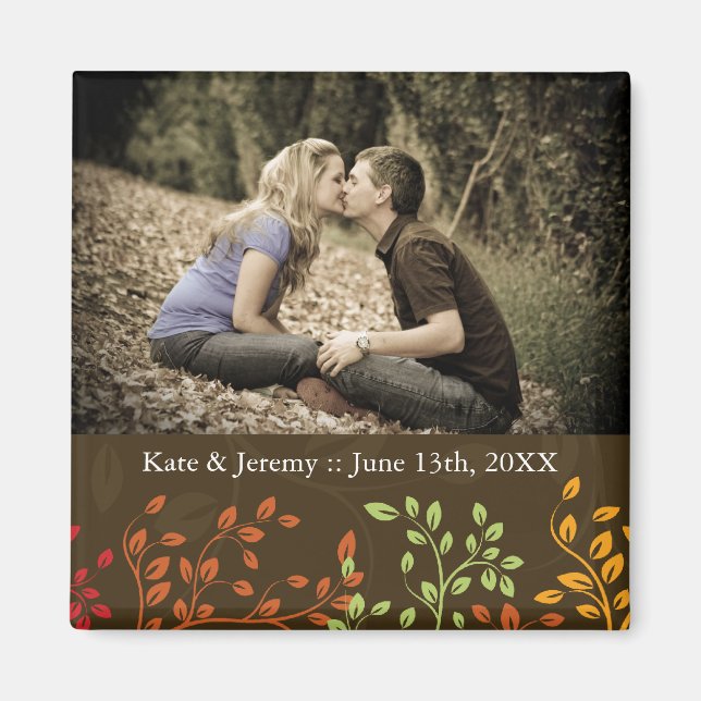 Fall Save the Date Photo Wedding Magnet (Front)