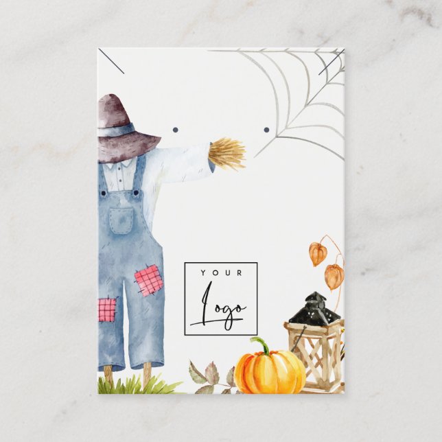 Fall Scarecrow Logo Necklace Earring Display Business Card (Front)