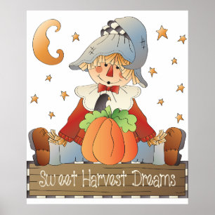 Fall Scarecrow Sweet Harvest Dreams Poster