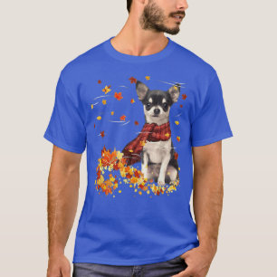 Fall Scarf Chihuahua Dog Autumn Falling Leaves T-Shirt