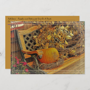 Fall Scene / Pumpkin & Bittersweet 5 x 7 Postcard