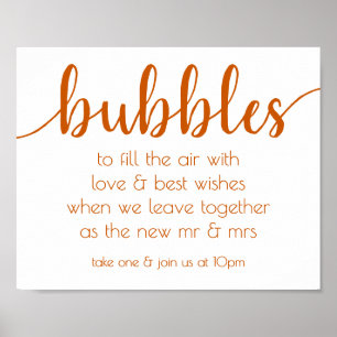 Fall Script Burnt Orange Bubble Favor Table Sign