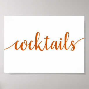 Fall Script   Rustic Burnt Orange Cocktails Sign