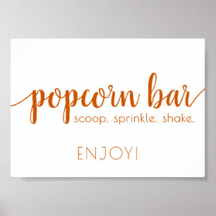 Fall Script   Rustic Burnt Orange Popcorn Bar Sign