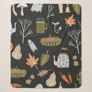 Fall seamless pattern with cosy nature elements. C Sherpa Blanket