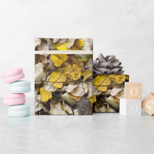 Fall Season Autumn Leaves Rustic Wrapping Paper