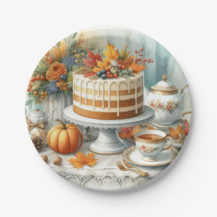 Fall Season Birthday Tea Party Paper Plate