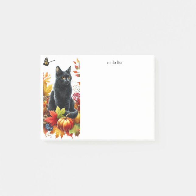 Fall Season Cat To Do List  Post-it Notes (Front)