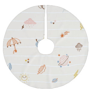 Fall season: colourful striped doodles. brushed polyester tree skirt
