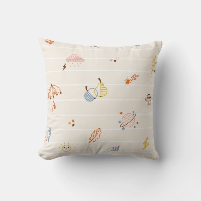 Fall season: colourful striped doodles. cushion (Front)