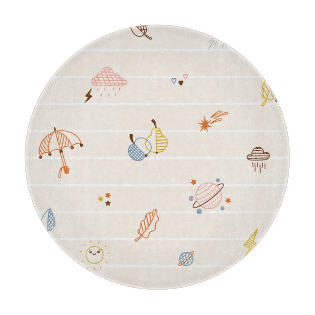 Fall season: colourful striped doodles. cutting board (Front)