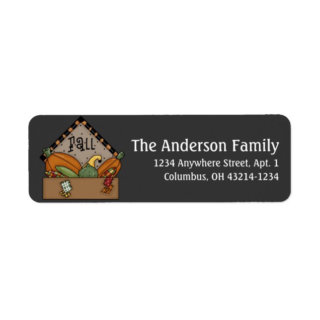 Fall Season Country Sign Return Address Labels (Front)