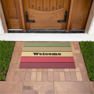 Fall Season Earth Tone Colors On Watercolor Paper Doormat