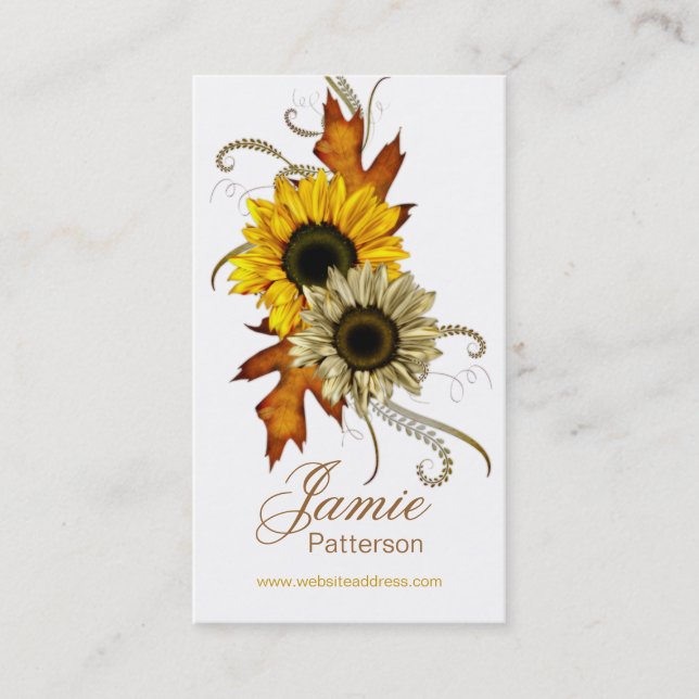 Fall Season Flower Vertical Business Cards (Front)