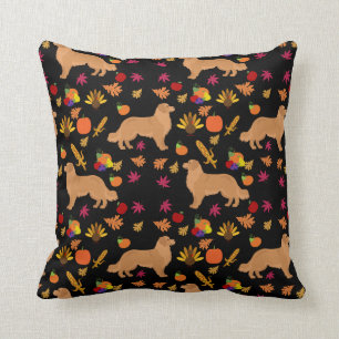 Fall Season Golden Retriever Pattern Cushion