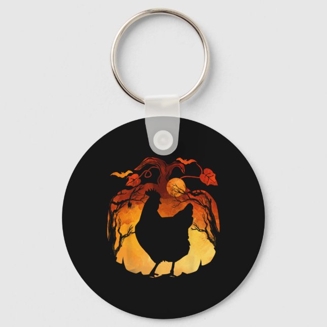 Fall Season Halloween Chicken Costume  Key Ring (Front)