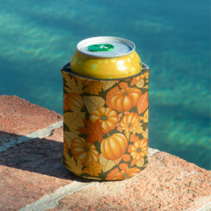 Fall Season Halloween Pumpkins Pattern Can Cooler