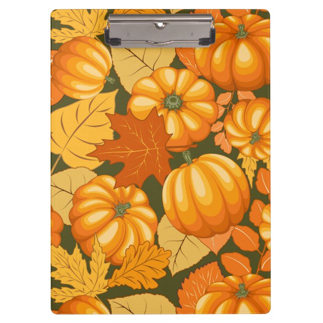 Fall Season Halloween Pumpkins Pattern Clipboard (Front)