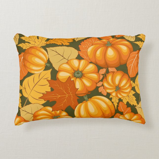 Fall Season Halloween Pumpkins Pattern Decorative Cushion (Front)