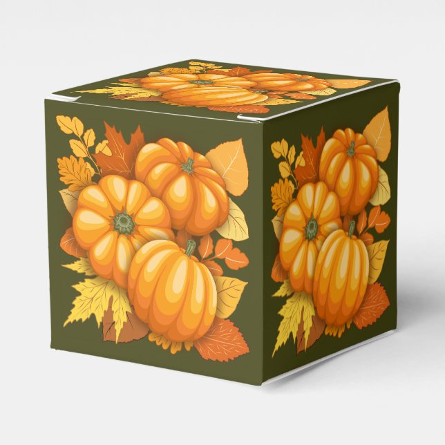 Fall Season Halloween Pumpkins Pattern Favour Box (Front Side)