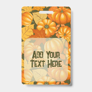 Fall Season Halloween Pumpkins Pattern ID Badge